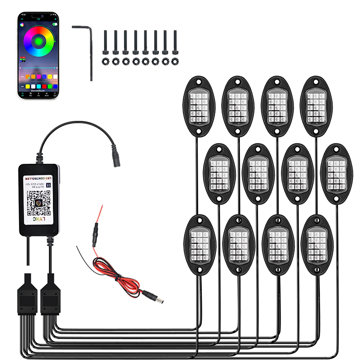 

12V RGB Декоративная Подсветка Днища Автомобиля, Умная Атмосферная Лампа Для Jeep, SUV, Лодки - Освещение Шасси Автомобиля