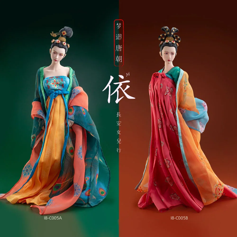 

I8Toys I8-C005 1/6 Tang Dynasty Female Movable Eyeball Head Sculpt Han Chinese Clothing Set Model Fit 12'' Action Figure Body