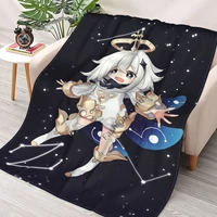 game character genshin impact adult bed blanket thin quilt washable flannel home office blanket