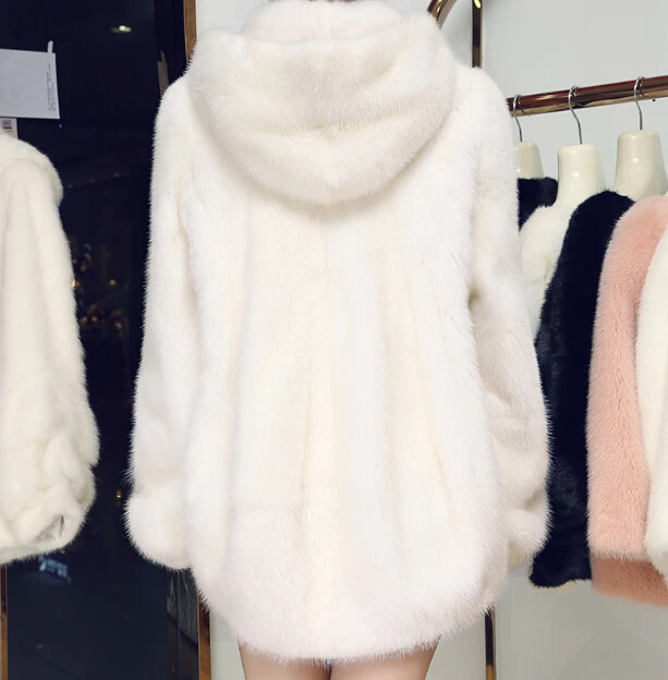 Faux Fur Jacket Women's Mid-length Straight Fox Fur Mink Sweater Hooded Sweater 2022 New Thick Warm Jacket Women Winter