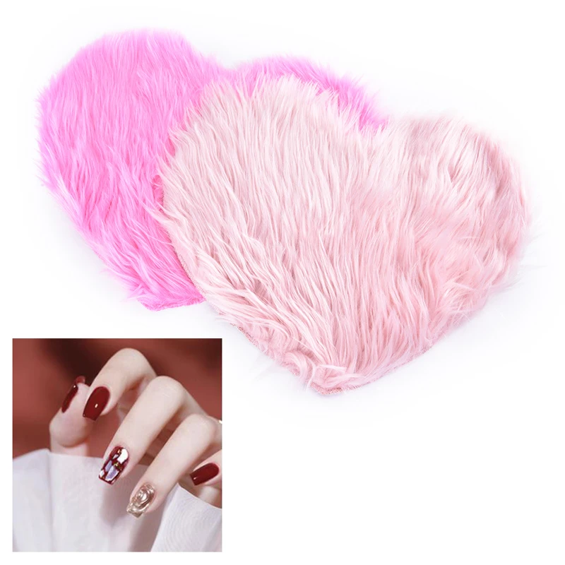 

Love-Heart Hand Rest For Nail Pillow Nail Art Photo Background Artificial Wool Fluffy 30*40CM Stand For Nail Manicure Table Pads