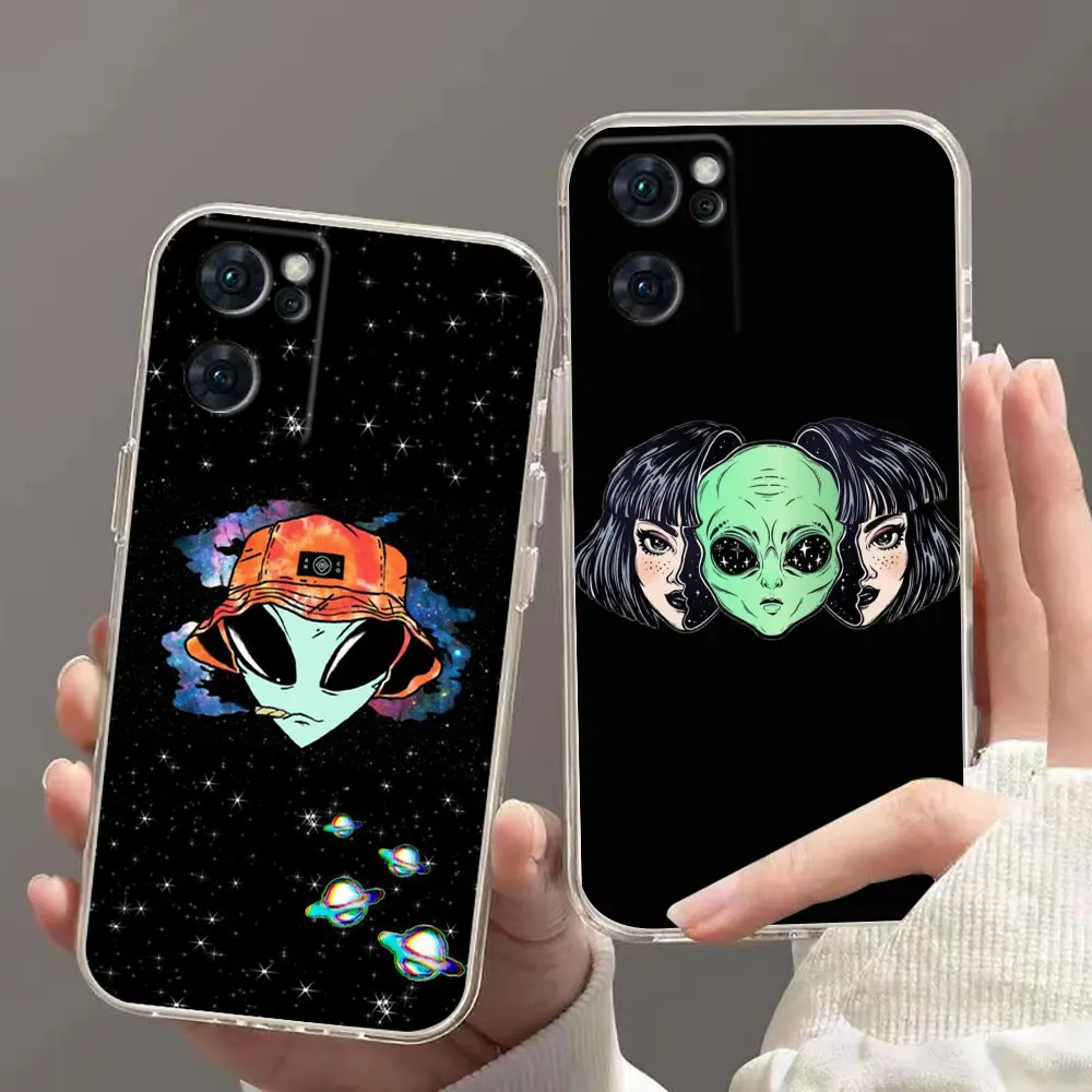 

Alien UFO Art Clear Case Funda For OPPO RENO 7 6 5 4 2F A15 FIND X5 X3 A55 A73 A74 A92 A93 A94 F11 F7 4G 5G PRO Case Para Capa