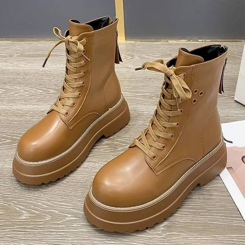 

Women's Boots Autumn Round Toe Boots Women's Shoes Zipper Luxury Designer Platform Shoes 2022 Ladies Ankle Fashion Shoes Woman