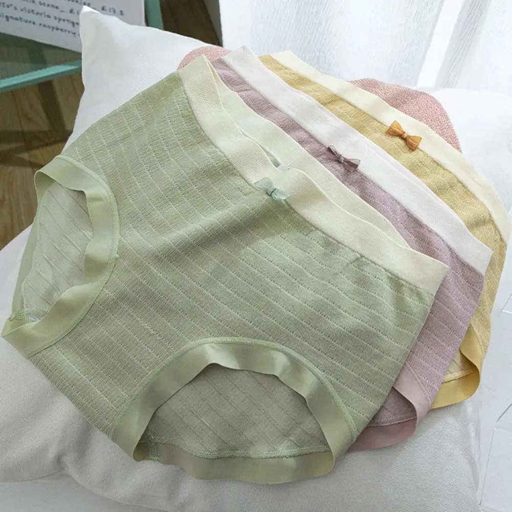 

Трусики женские бесшовные с бантом, пикантное мягкое дышащее нижнее белье контрастных цветов со средней талией, с декором, нижнее белье для ...