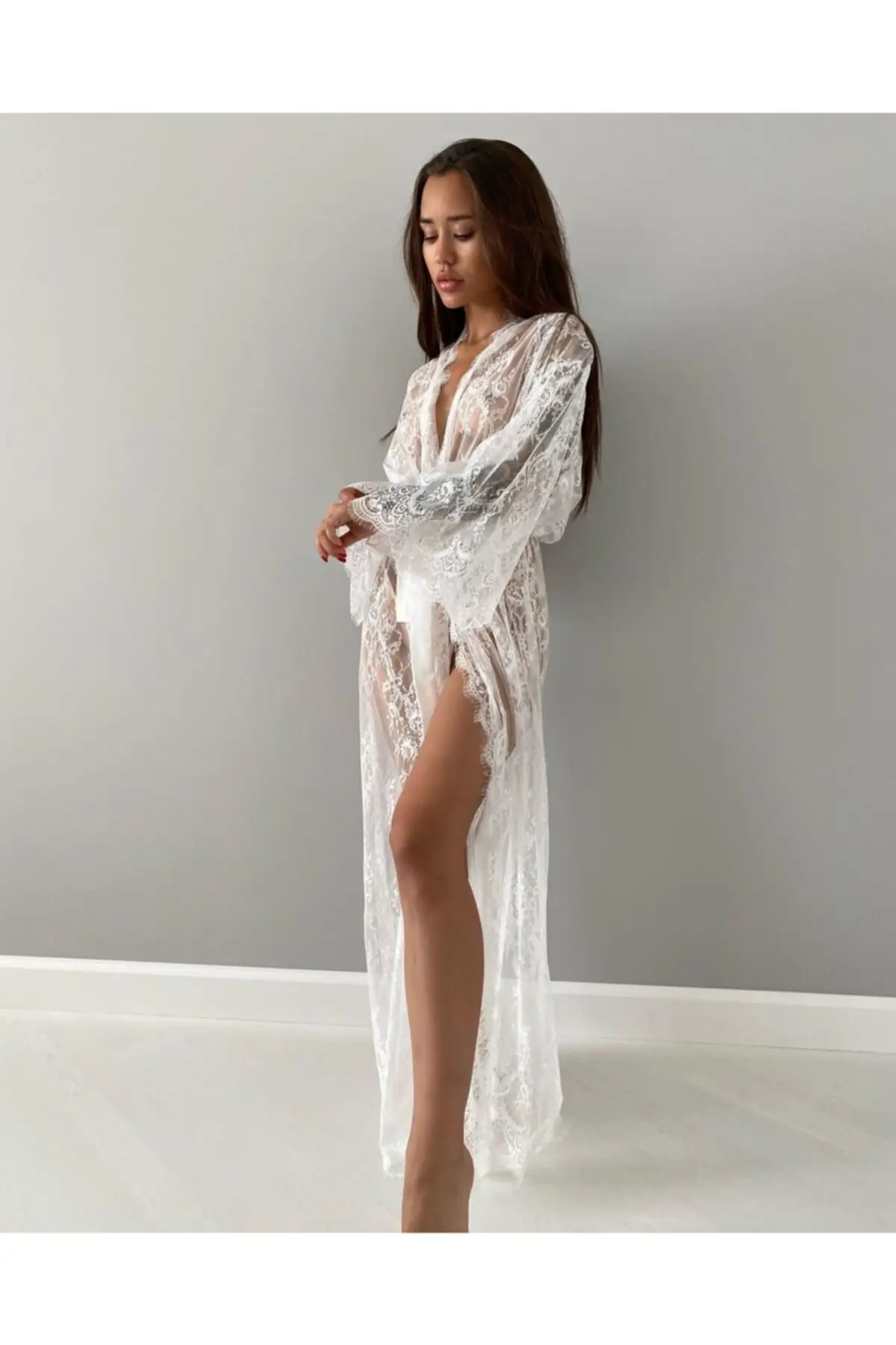 

Women's Pareo Full Lace Swimwear Cover Up Dress Sexy Tunic Suit Beachwear Female Beach Bikini Cover Loose Mini Dress