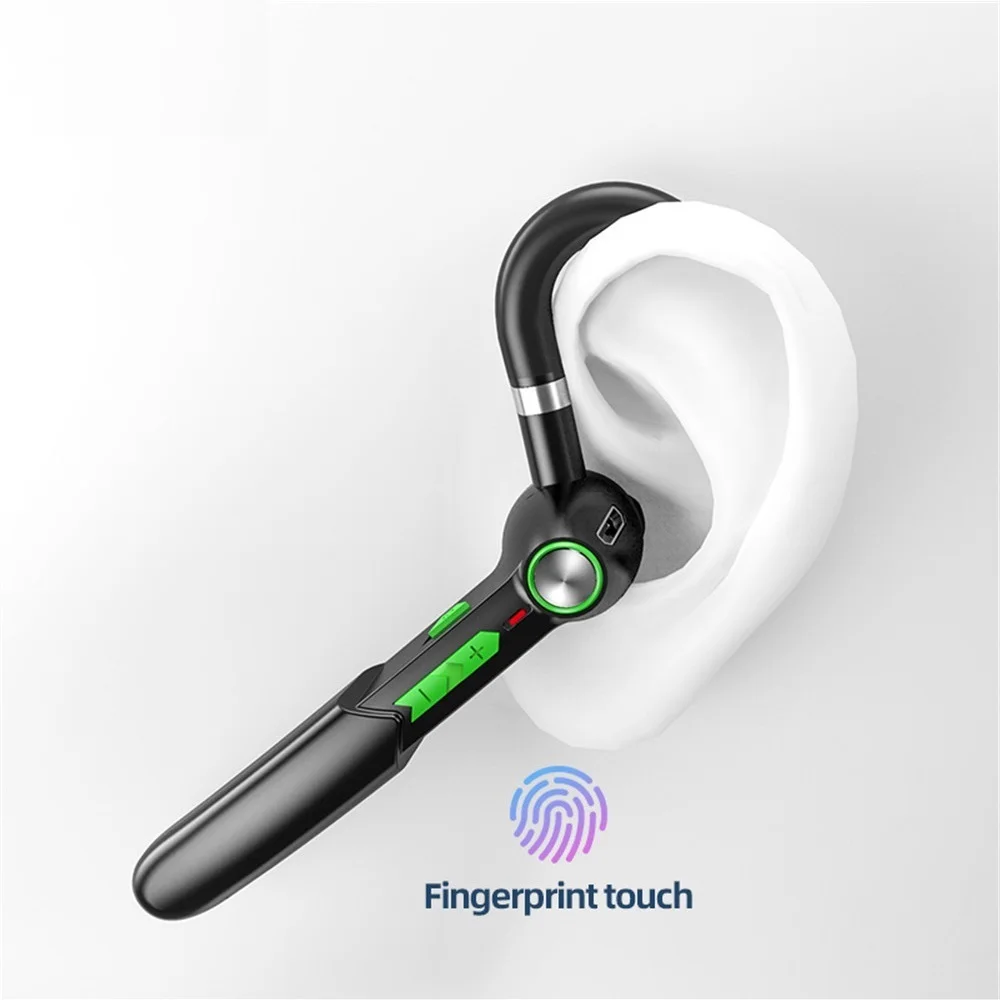 

Handsfree 5.0 Bluetooth Headset Fingerprint Touch HIFI Wireless Headset Business Earphone Waterproof Earpiece With Mic HD Call
