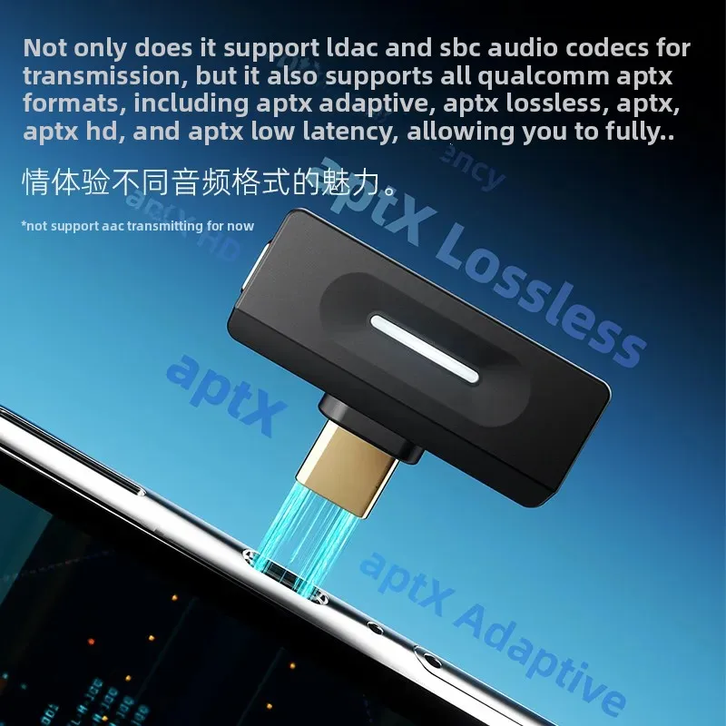 Фото Bluetooth-передатчик FiiO Air Link LDAC AptX Lossless QCC5181 BT6.0 USB-C HiFi аудиоадаптер с RGB-подсветкой №2