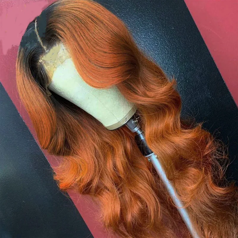 Мягкие длинные глубокие 26 дюймов 180 плотность OmbreGinger оранжевые волнистые волосы