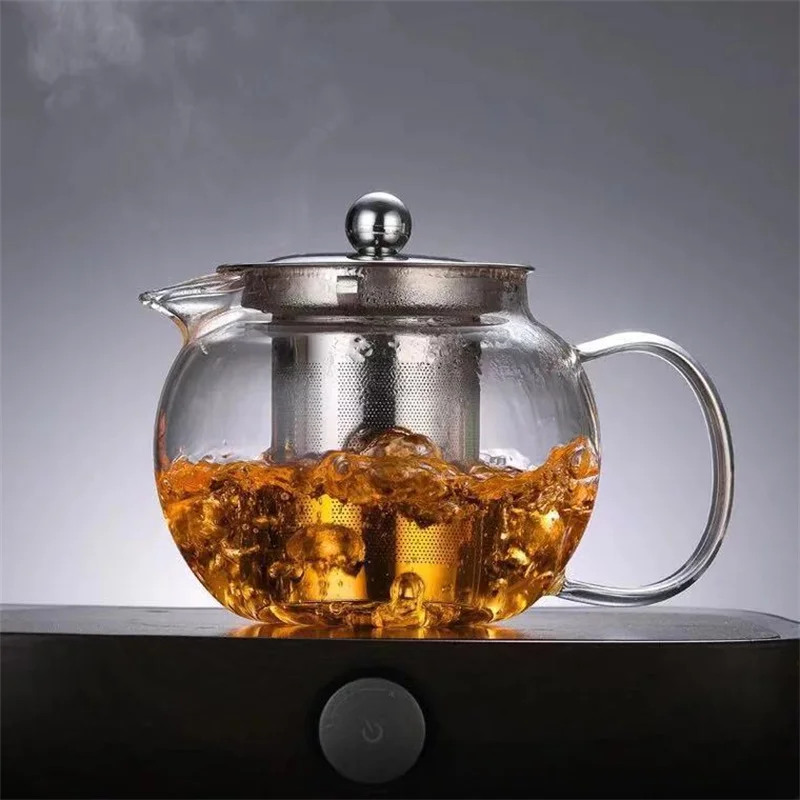 

Высококачественный термостойкий стеклянный чайник с фильтром из нержавеющей стали, китайский цветочный чайный набор кунг-фу, Чайник Пуэр, ...