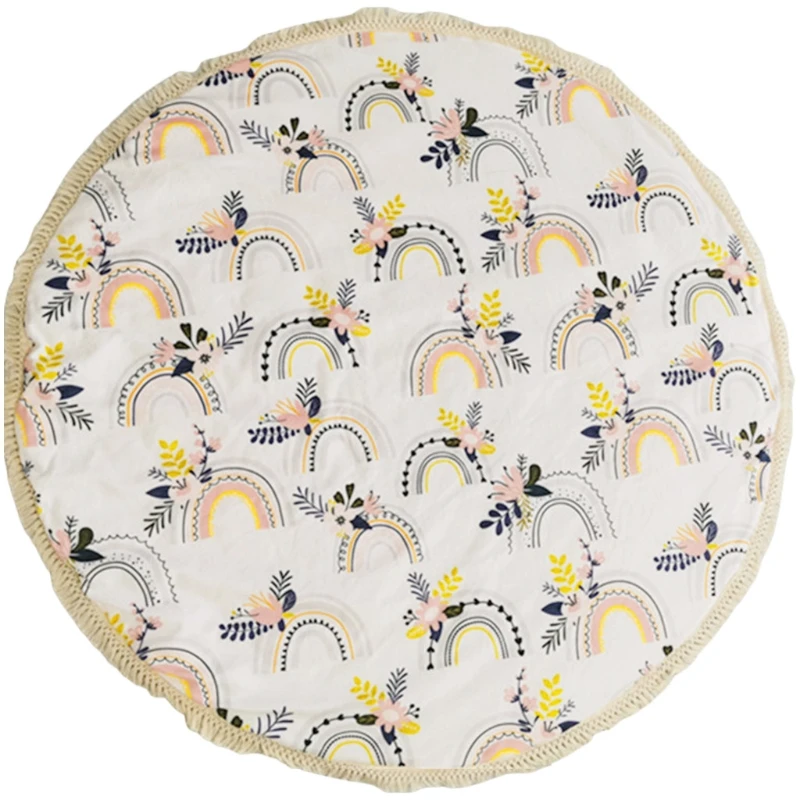 

Baby Play Mat Crawling Carpet Rainbow Printing Kids Room Floor Rug Round Game Pad Playmat Newborn Photography Props