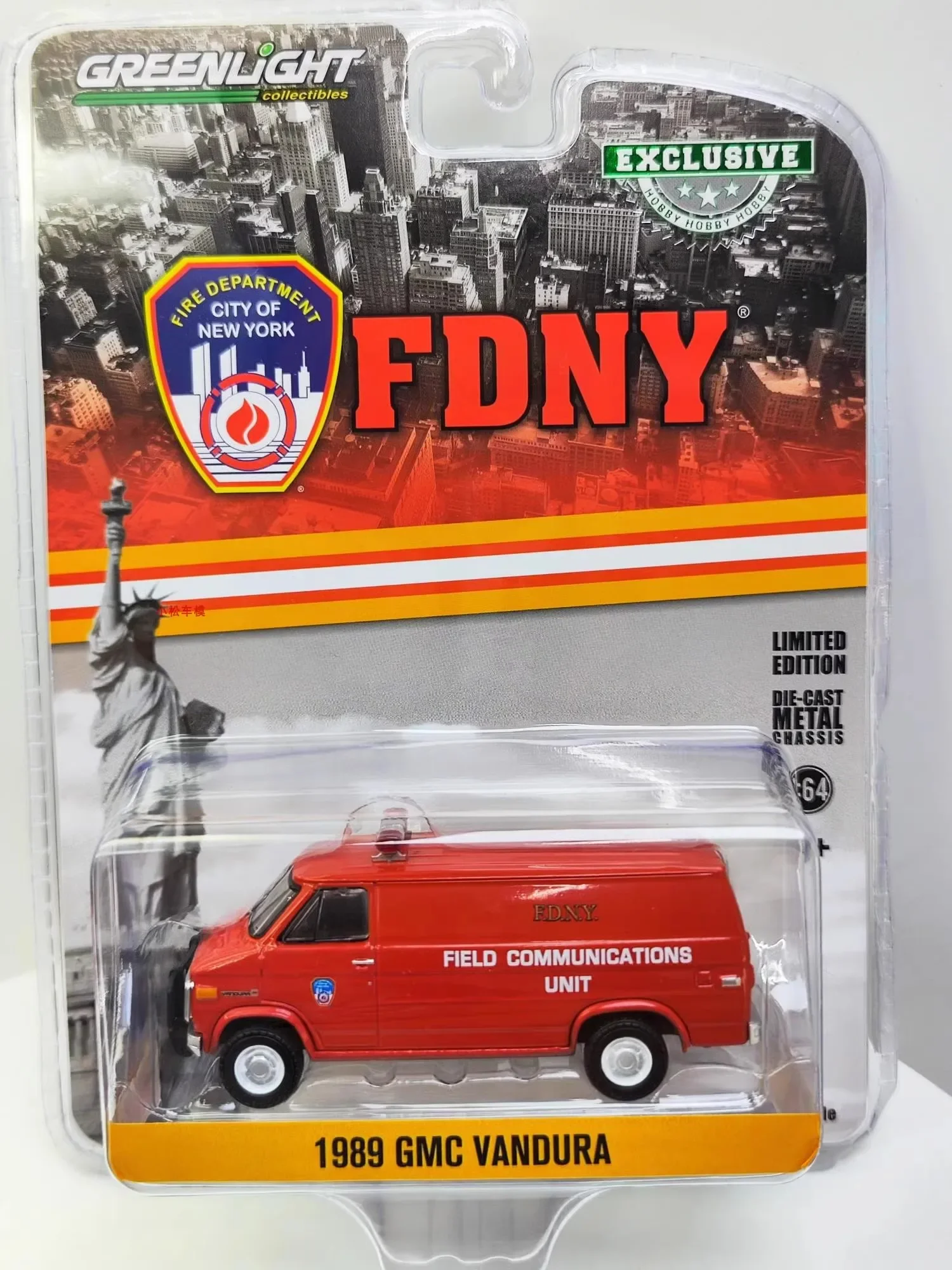 1:64 1989 GMC Vandura -FDNY Пожарная служба Нью-Йорка пожарная машина литой металлический