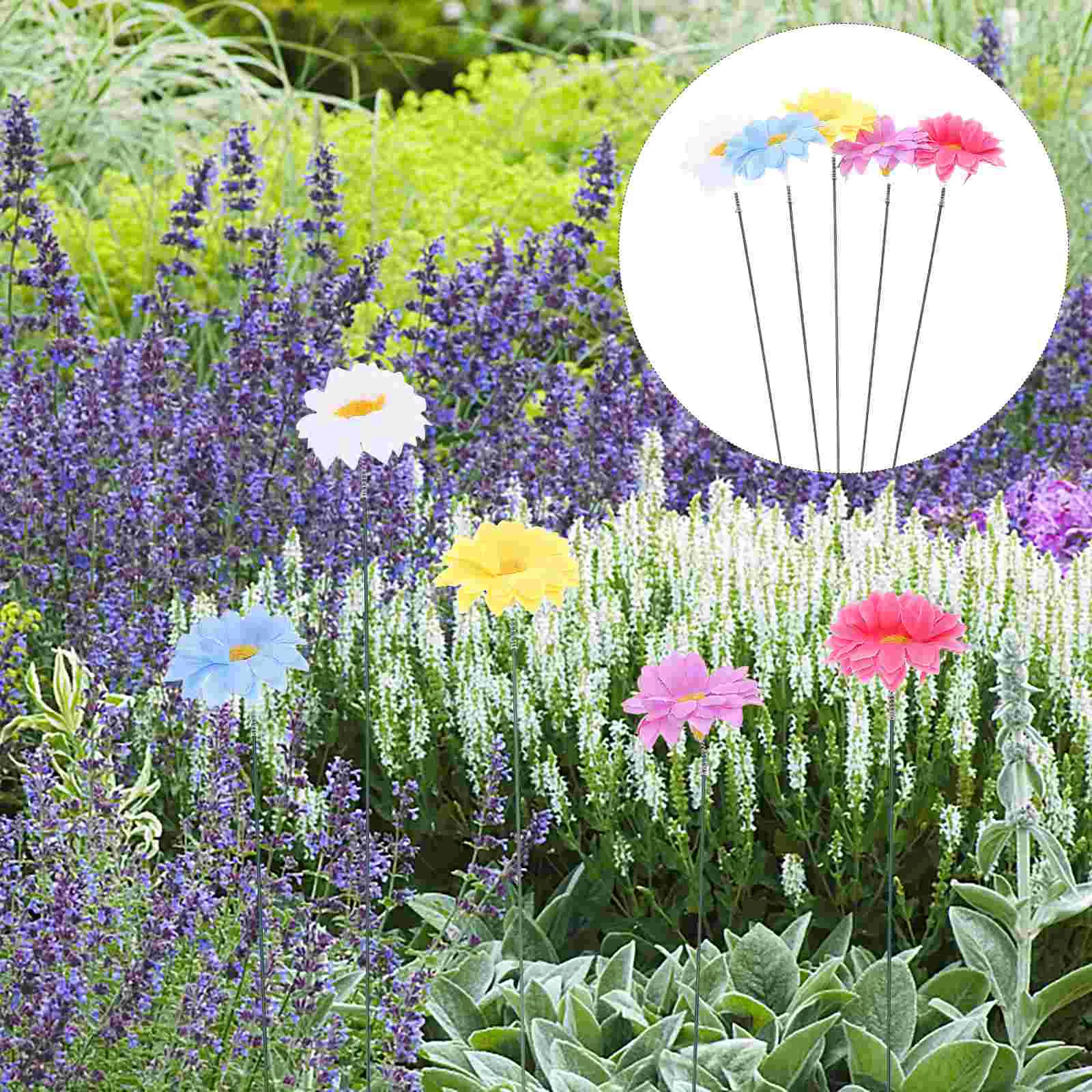 

10 Pcs Stake Ornaments Yard Garden Decor Stakes Outdoor Decorations Patio Daisy