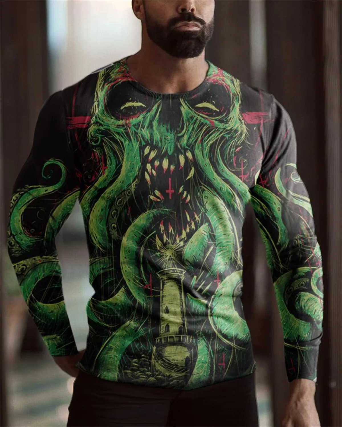 

2022 New Hot Sale Men's Casual Sports Gym Men's Long Sleeves Casual Outdoor Hip Hop Sports 3D Printing Pattern Skull Graffiti Co