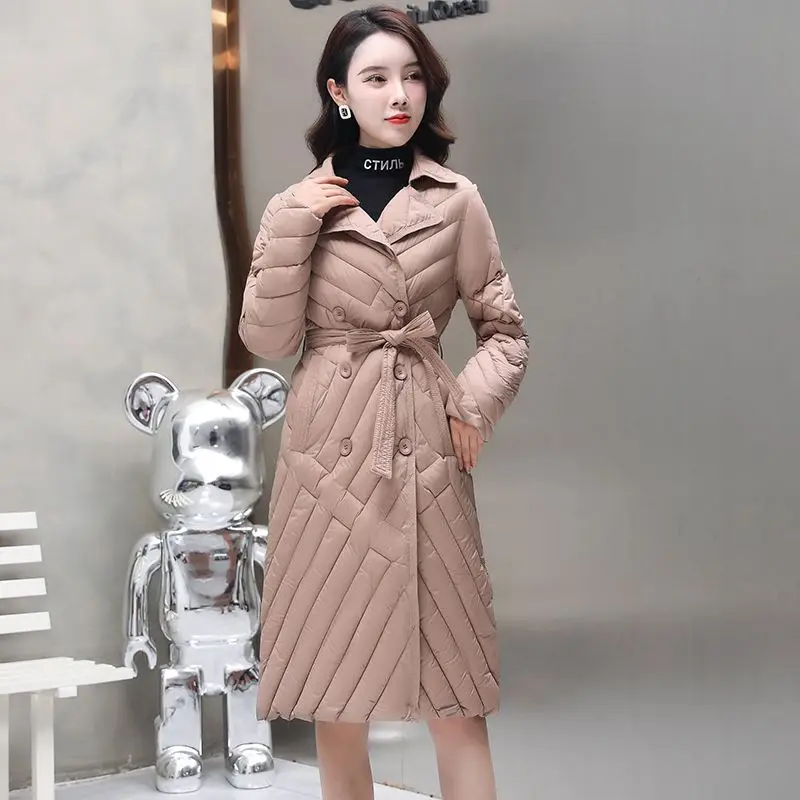Winter Jacket Women Thickened Bread Down Cotton Padded Coat Korean Loose Army Green Quilt Stand Collar Over Knee Warm Parka
