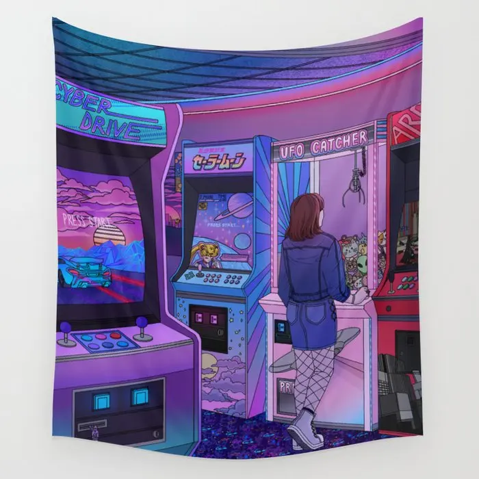 

Arcade Tapestry Wall Hanging Hippie Tapestries Rugs Home Living Room Dorm Decoration Tablecloths Blanket