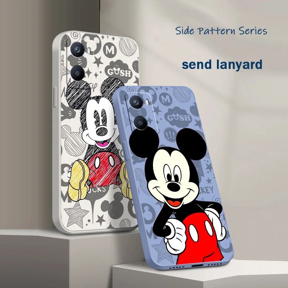 

Mickey Mouse Anime Phone Case For OPPO Realme 9i 8i 8 7i 6i 6s 5i C21 C17 C11 C2 Pro Plus Liquid Rope Funda Cover