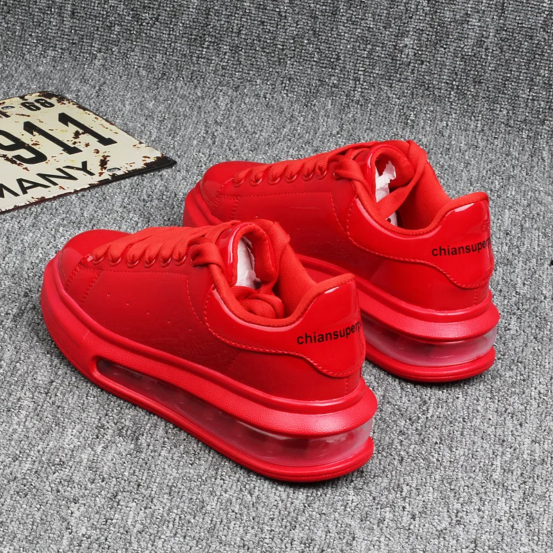 

Shiny patent leather small white shoes women's couple models air cushion women's skateboard shoes sneakers women