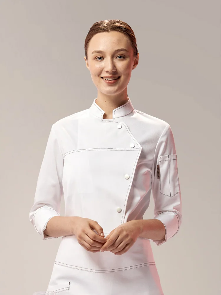 

Кухонная рабочая одежда шеф-повара, женский костюм для повара в отеле, куртка для работы в Западном ресторане, форма для приготовления пищи в кафе, пекарни
