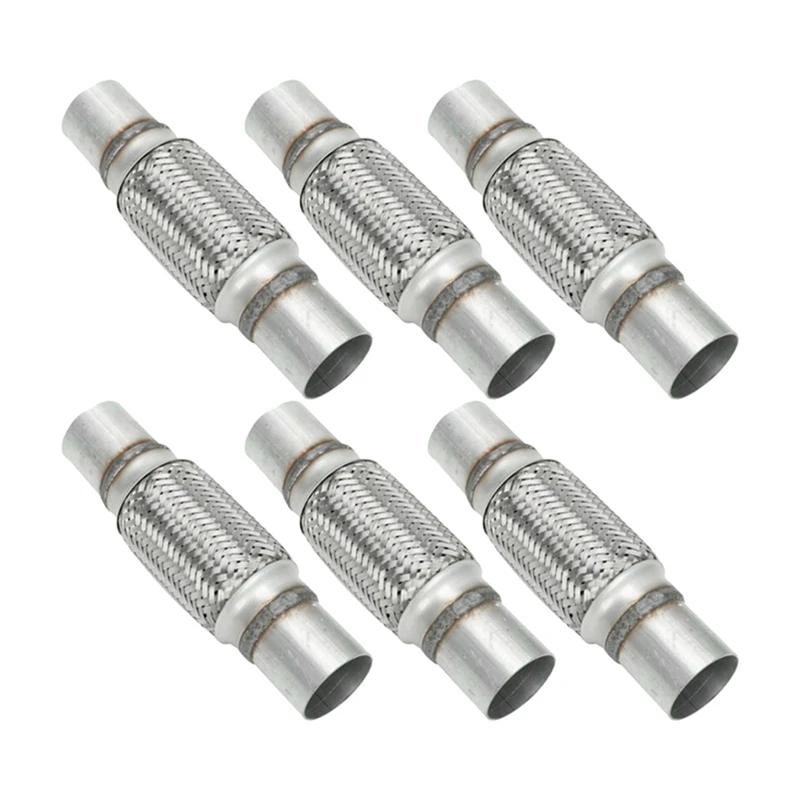 

6X Exhaust Flex Pipe Stainless Steel Double Braid 2 X 6 Inch With Ends 10 Inch Long