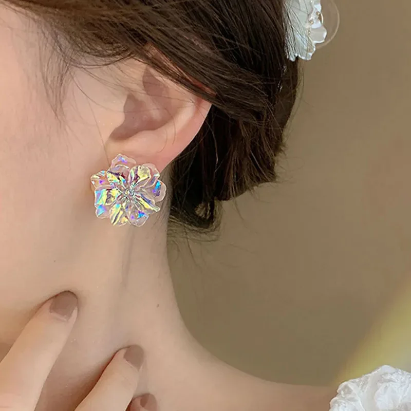 Цветные акриловые серьги с цветами в европейском и американском стиле