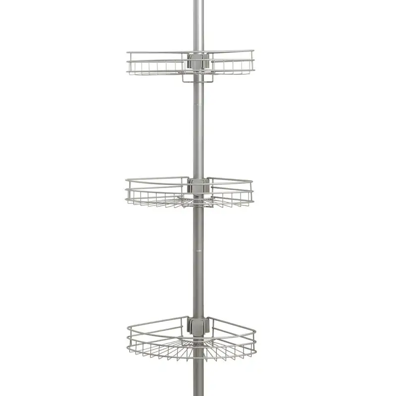 

Pole Shower Caddy, Rust Resistant, 3 Shelves, Satin Nickel