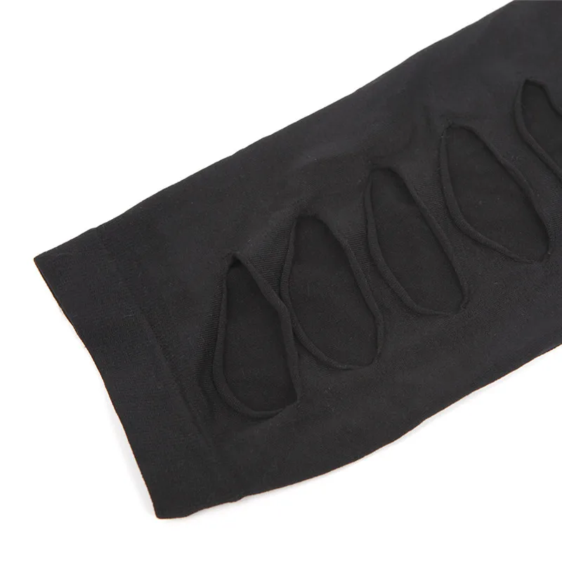 

New Fashion Women Irregular Hole Hollow Leggings Low Waist Black Summer Spring