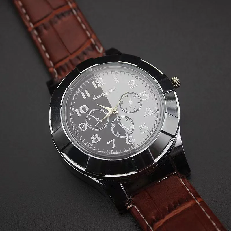 Man Watch 2019 USB Charge Windproof Electronic Flameless Lighter Watches Men's Quartz Watches erkek kol saat horloge heren images - 6