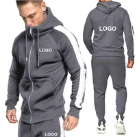 Men Tracksuit Custom Logo Hoodies+Joggers Pants 2 Piece Outfits Running Jogging Sports Wear Hooded Sweatsuit Exercise Set