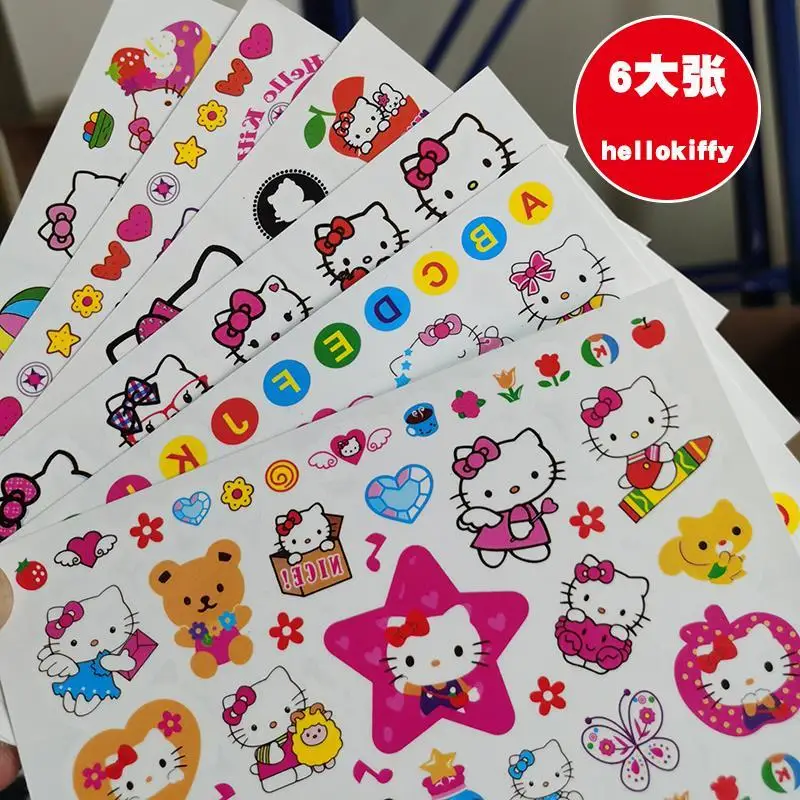 

Hello Kitty Tattoo Stickers Waterproof Female Long-lasting Cute Cartoon Girl Color Children's Tattoo Stickers Anime 6 Sheets