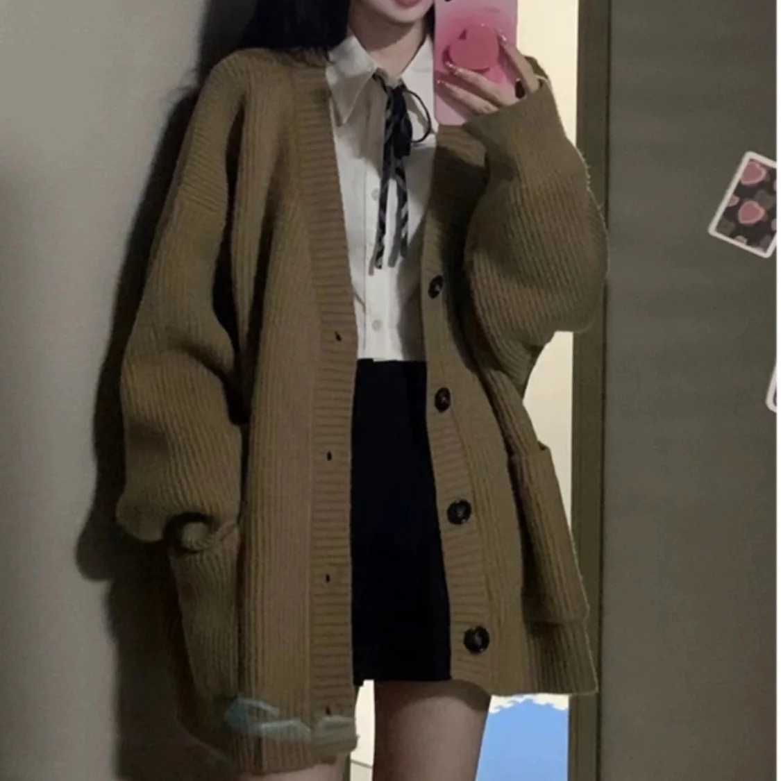 Кардиган вязаный серый свитер куртка весна-осень 2023 новая женская одежда