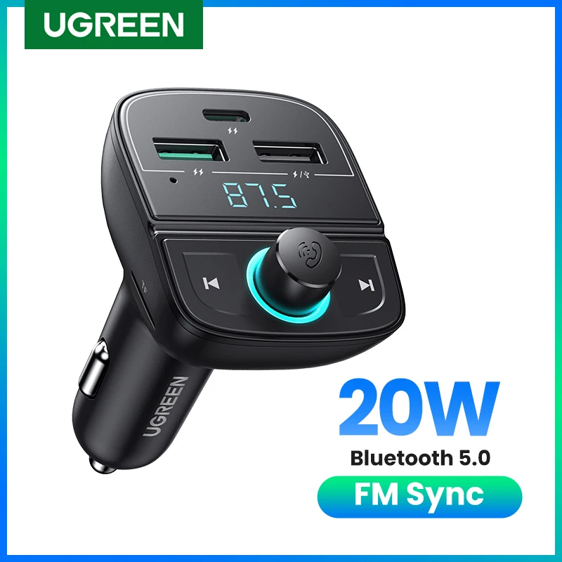 

UGREEN Car Charger Quick Charge 4.0 for Phone FM Transmitter Bluetooth Car Kit Audio MP3 Player Fast Dual USB Car Phone Charger