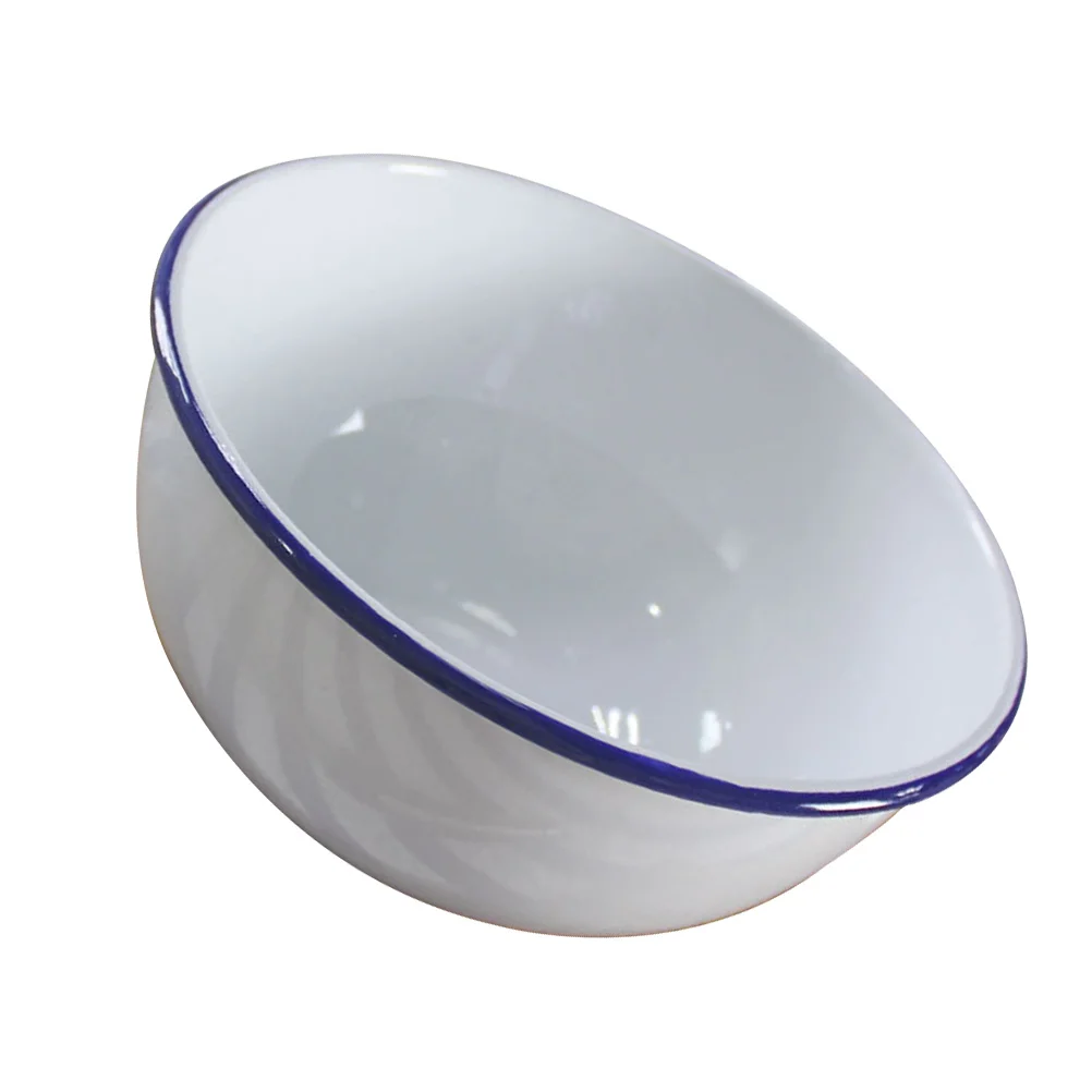 

Bowl Enamel Soup Basin Serving Dish Bowls Mixing Large Plates Pasta White Tray Chinese Noodle Enamelware Salad Dinner Ceramic
