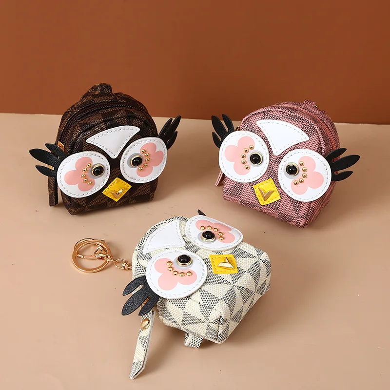 2023 Fashion old flower owl coin purse pu leather cartoon cute animal storage bag gift wholesale women coin purse small mini bag