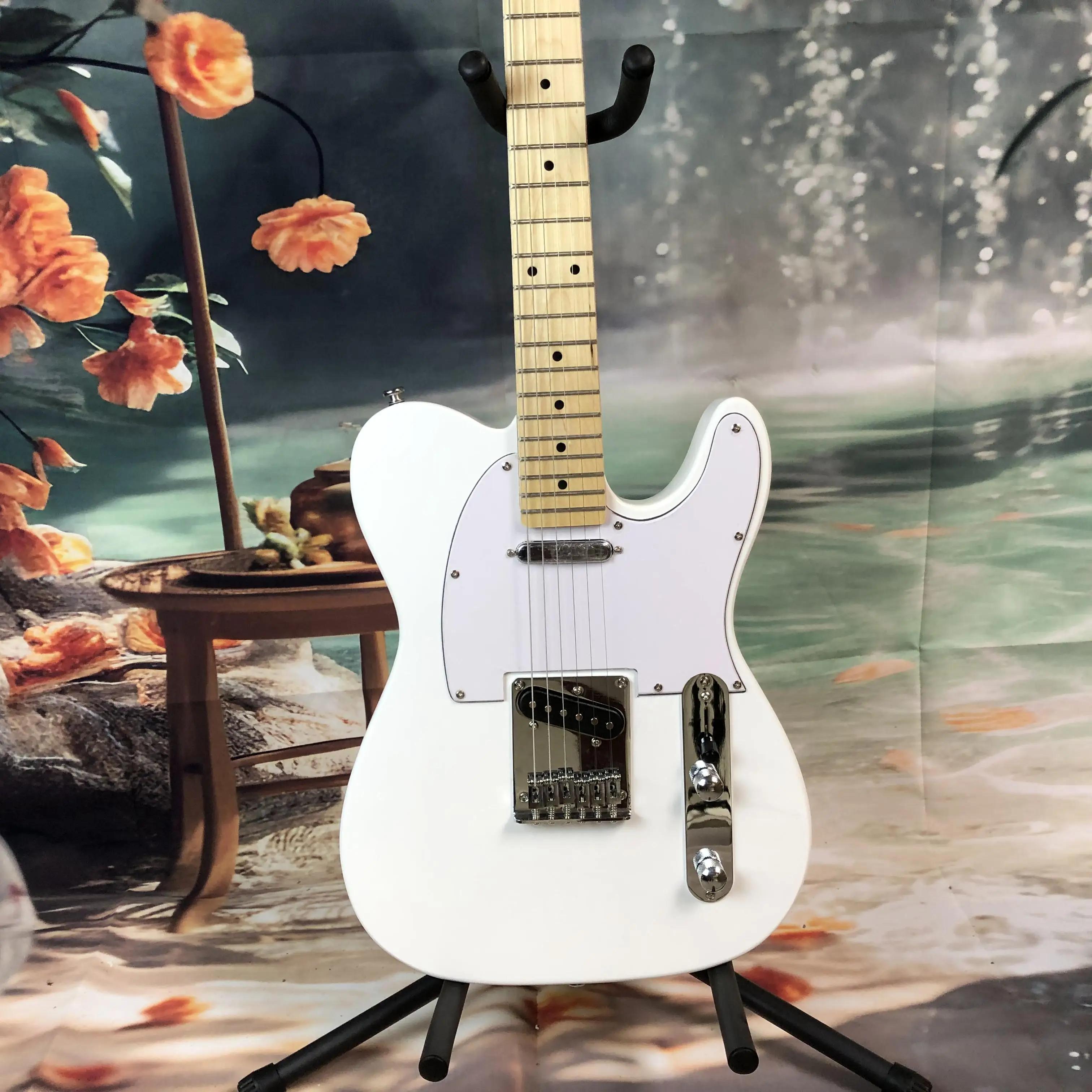 Белая 6-струнная ЭЛЕКТРИЧЕСКАЯ ГИТАРА TL корпус из липы Кленовая грифельная доска