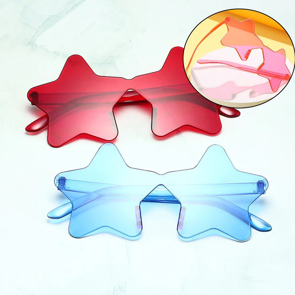 

Women Girls Personalized Jelly Transparent Sunglasses Adult Simple Rimless Five Pointed Star Shaped Female Sunglasses
