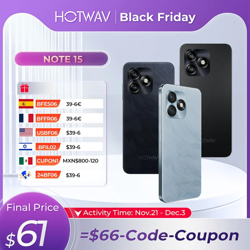 Смартфон HOTWAV ПРИМЕЧАНИЕ 15 Android 14 5160 мАч большой аккумулятор мобильные телефоны 8