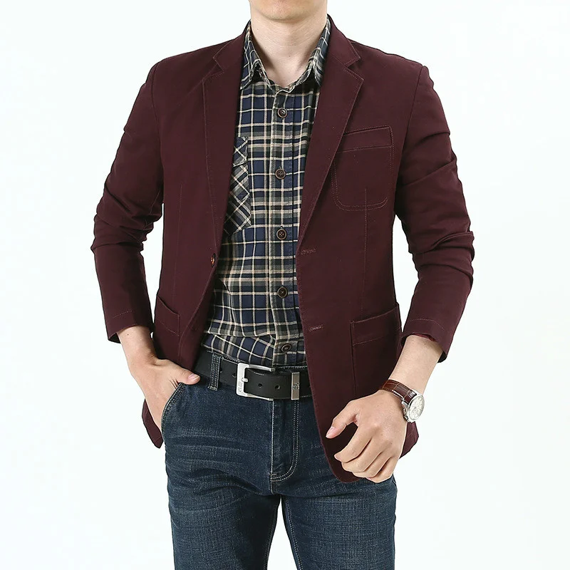 

Brand New Casual Blazer Men High Quality Cotton Men's Slim Fit Multi-pocket Suit Jackets Male Blazers homme For Father's Gift