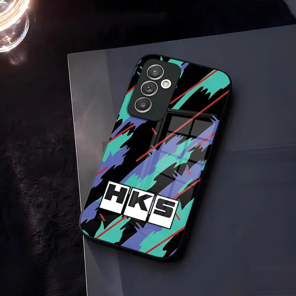 Фото Чехол для телефона HKS JDM в стиле спортивного автомобиля, стеклянный, для Samsung Galaxy S26 S25 S24 S23 Ultra Fe Plus A16 A17 A37 A57 A15 A25 A35 №1