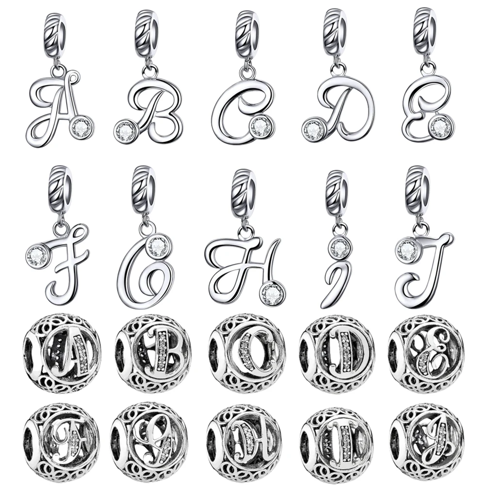 

Fit Original Pandora Bracelets Charms 925 Silver Letter A-Z Alphabet Charm Name Beads For Women DIY Pendant Making Jewelry