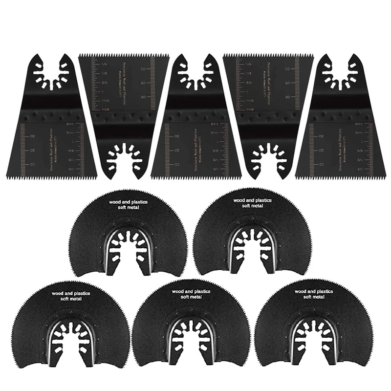 

10 Pcs Wood Oscillating Multi Tool Quick Release Saw Blades, Oscillating Saw Blades(5 Pcs Wide+5 Pcs Semicircular)