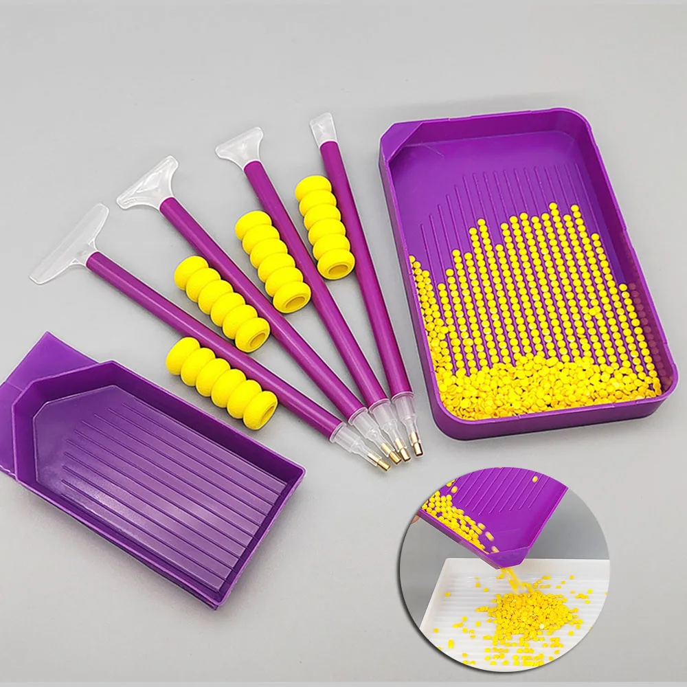 

5D DIY Large Capacity Diamond Painting Tool Tray Plastic Drill Plate Cross Stitch Funnel Design Diamond Art Tool Accessories