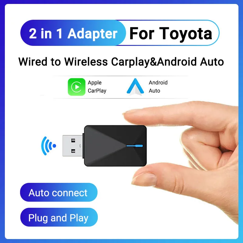 Мини-адаптер 2в1 проводной к беспроводному CarPlay и Android Auto для Toyota 5 ГГц WiFi5 скорость