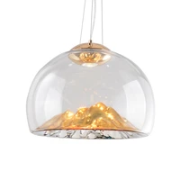 nordic hemisphere clear glass shade led golden mountain plated iron cord pendant light for bar restaurant