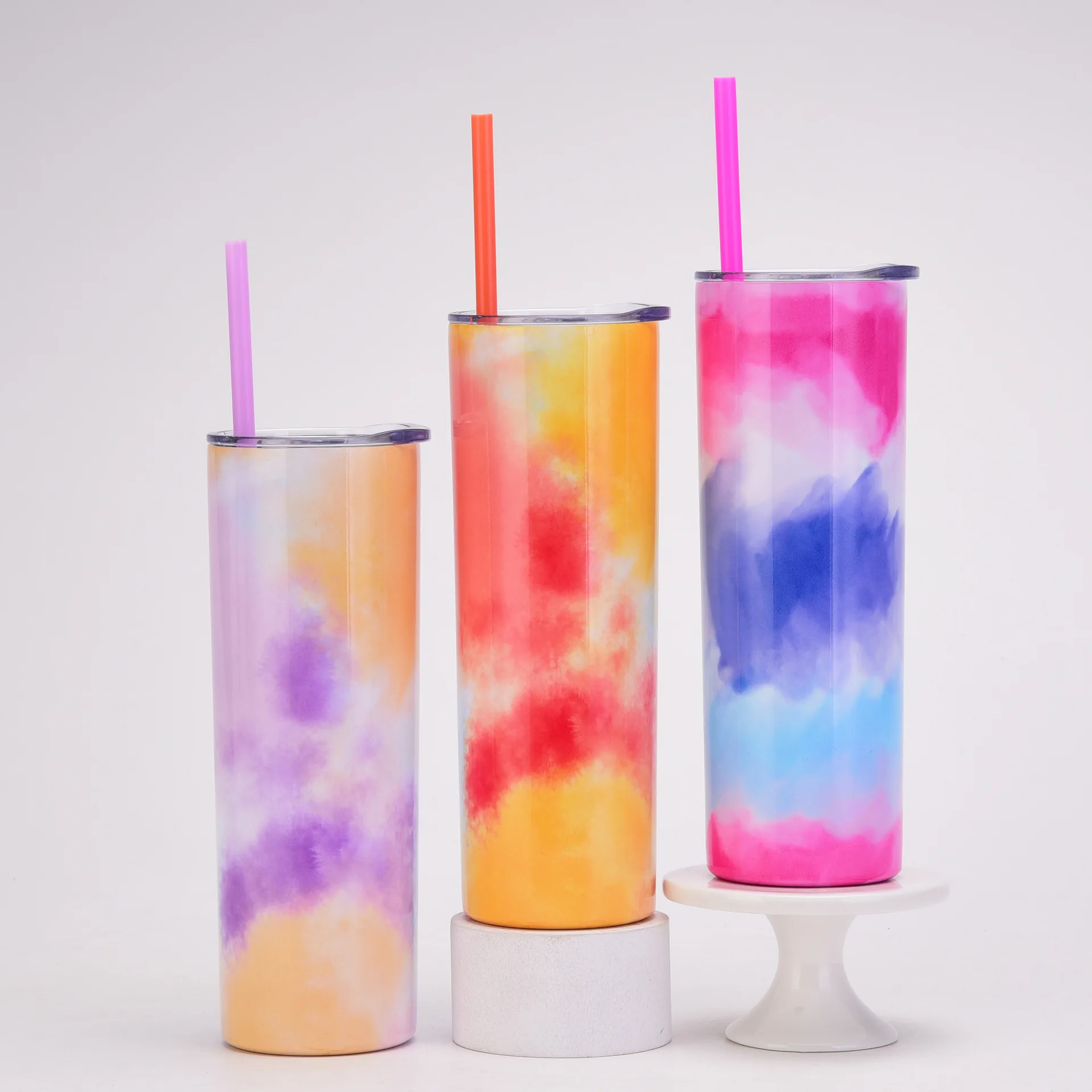 

Термос с рисунком Tie Dye, креативный тонкий термос из нержавеющей стали, портативный спортивный, с прямой чашкой, для путешествий, спортзала