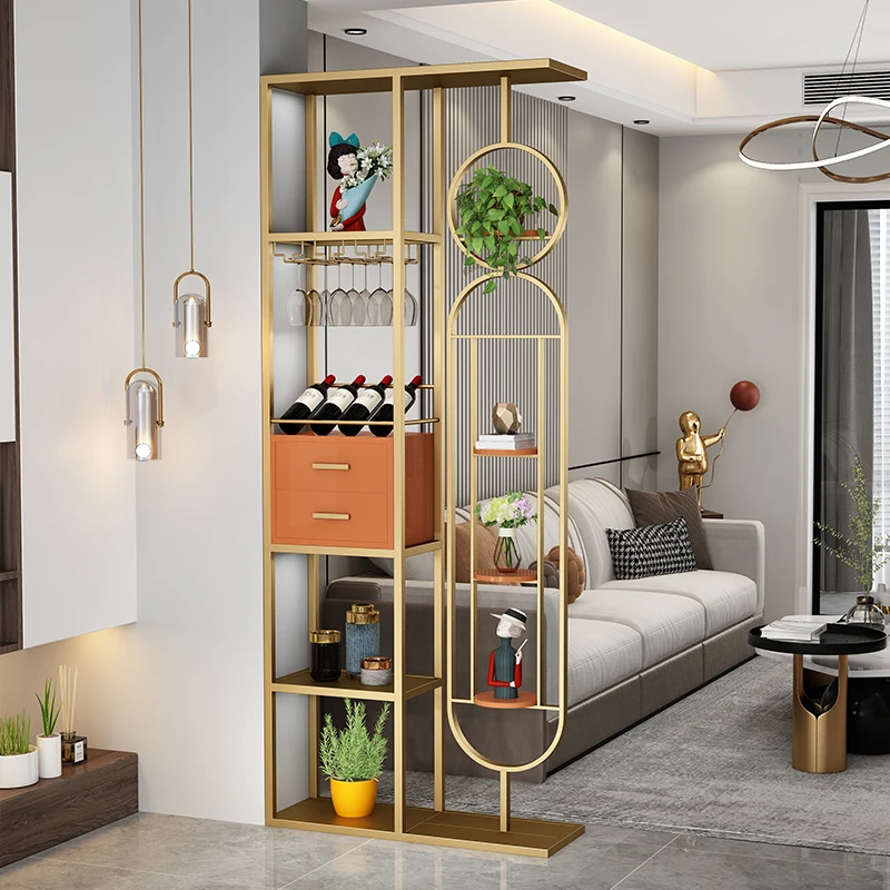

High end high-end light luxury in home wine cabinet partition shelf living room wine shelf word modern simple lobby porch cabine