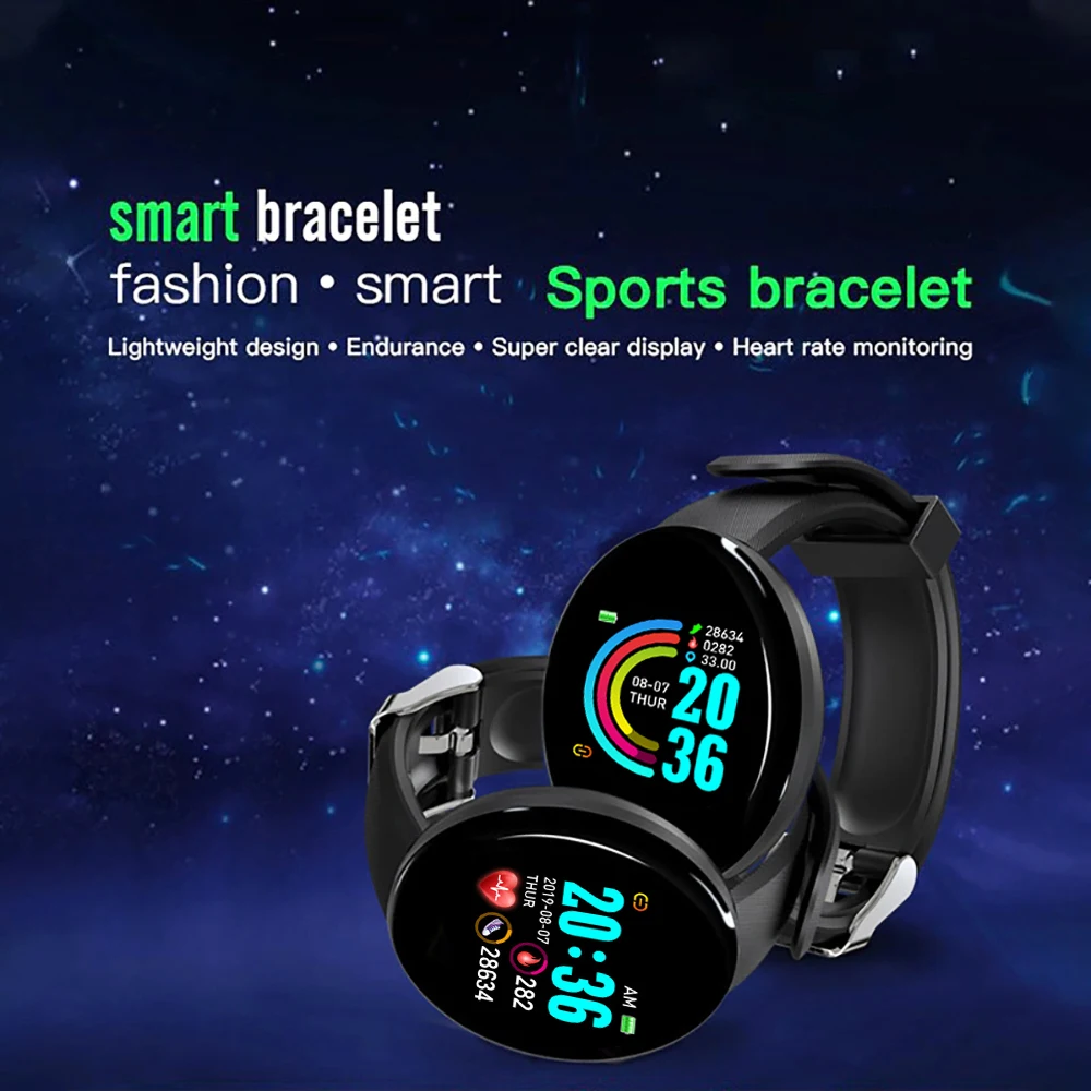 

2023 Inteligente New Smart Watch Men Women Smart Bracelet LED D18 Smartwatch Waterproof Smart Touch Screen Bracelet Smartband