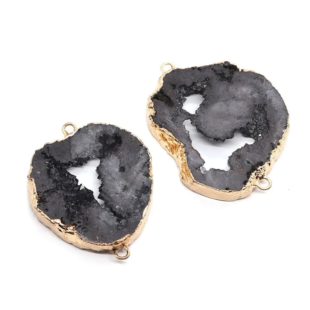 

Natural Stone Pendants Druzy Crystal Connector Pendants for Jewelry Making DIY Necklace Bracelet Drusy Quartz Charms Accessories
