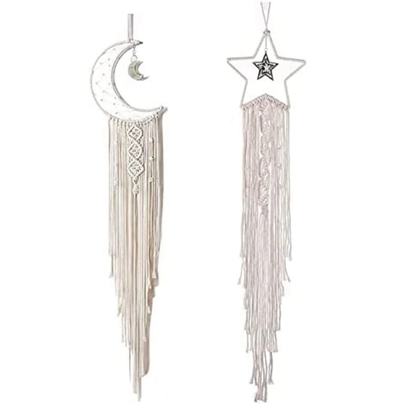 

2Pcs Moon Dream Catchers Star Moon Lighted Boho Dream Catcher Kit Room Decor For Teen Girls, Home Decor Gifts For Girls