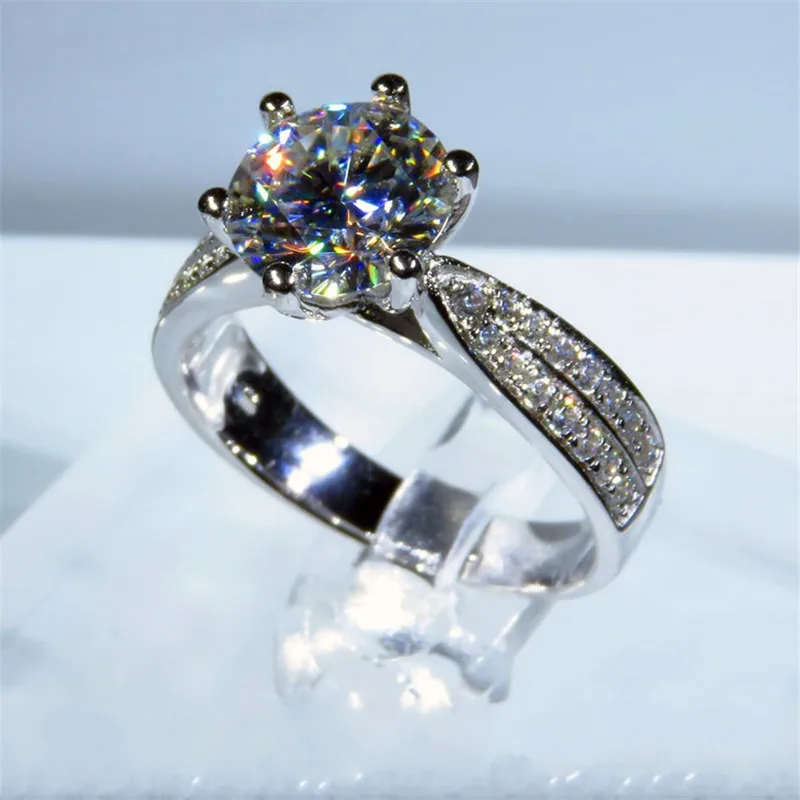 

Vintage Luxury Solitaire Diamond Ring 925 sterling silver Couple Engagement Wedding band Rings for Women Bridal Party Jewelry