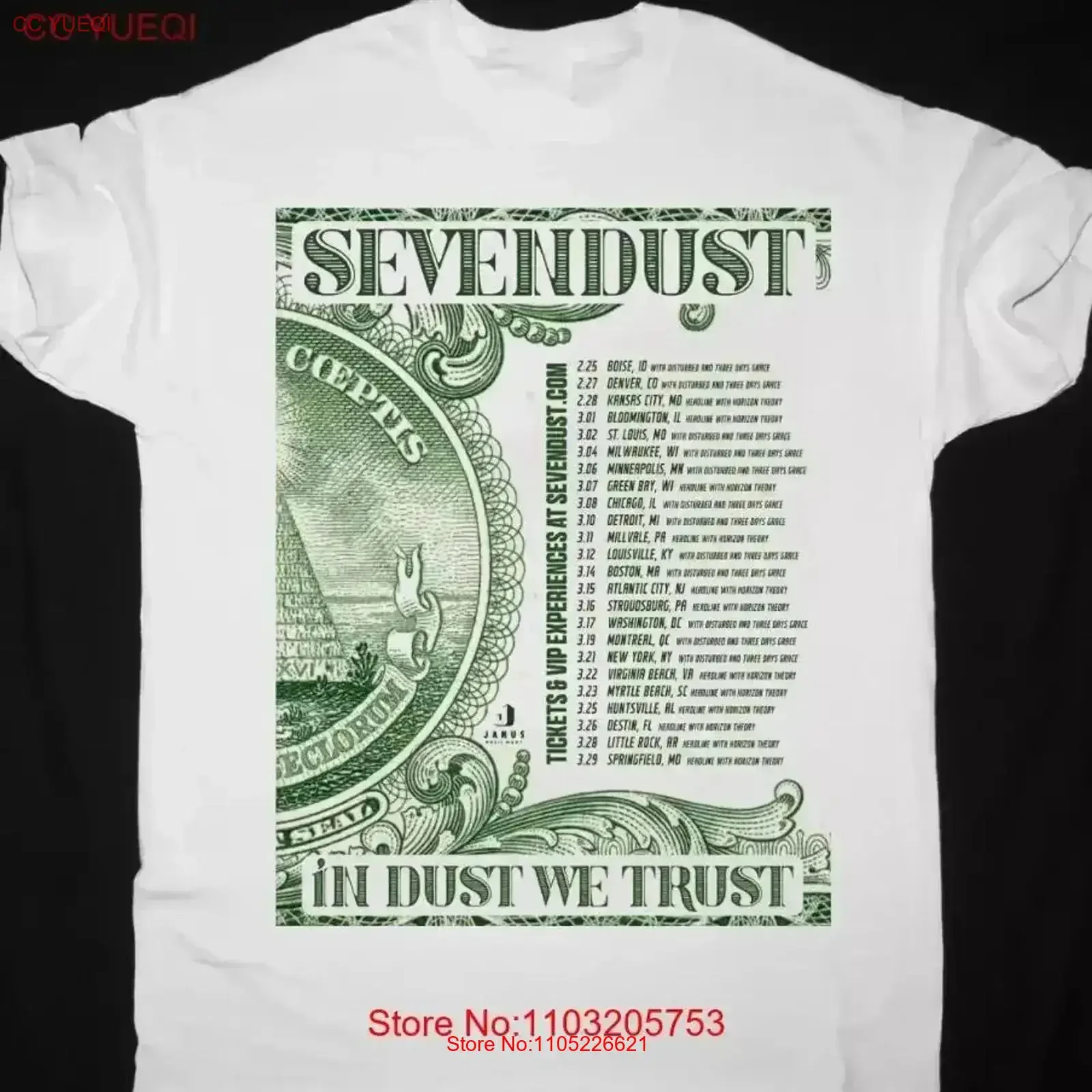Фото Футболка SEVENDUST In Dust We Trust Tour 2025, размер S 5XL, винтажная стираная универсальная дизайнерская одежда, повседневный топ для повседневной носки №1